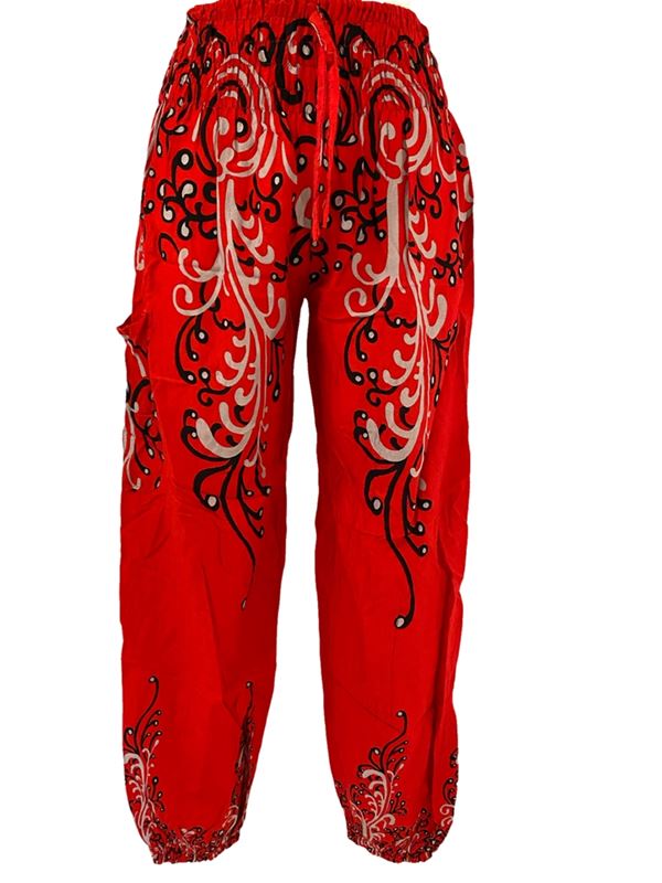 Byxa mönstrad röd i Rayon